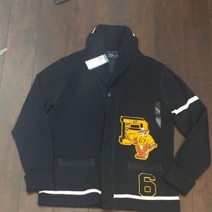 Men's Polo Varsity Tiger Cardigan Button Down Sweater (M), NWT